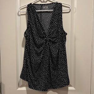 Apt. 9 Black Blouse with White Polka Dots, Tank Top Size 1X